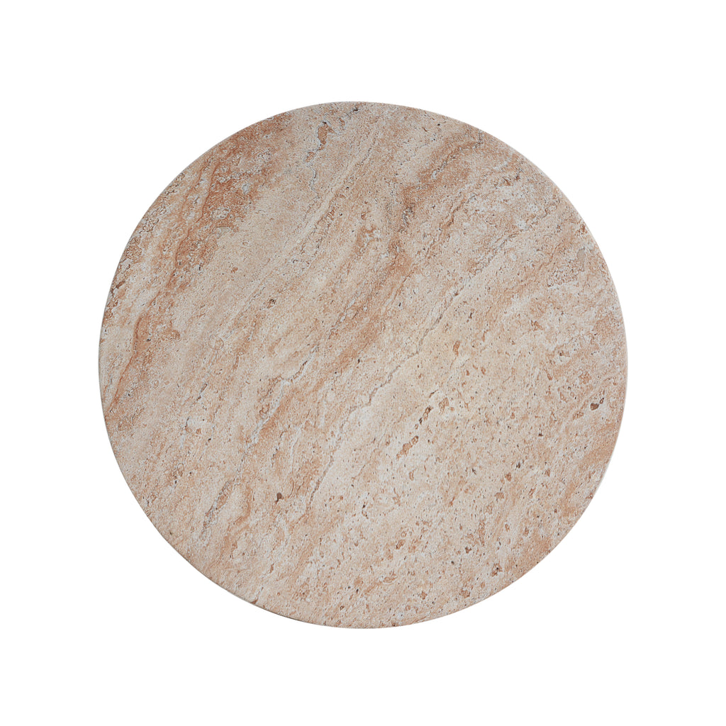 Outdoor Indoor Lightweight Concrete Side Table, Travertine Finish