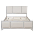 Queen Size Wooden Bed Frame with Upholstered Headboard