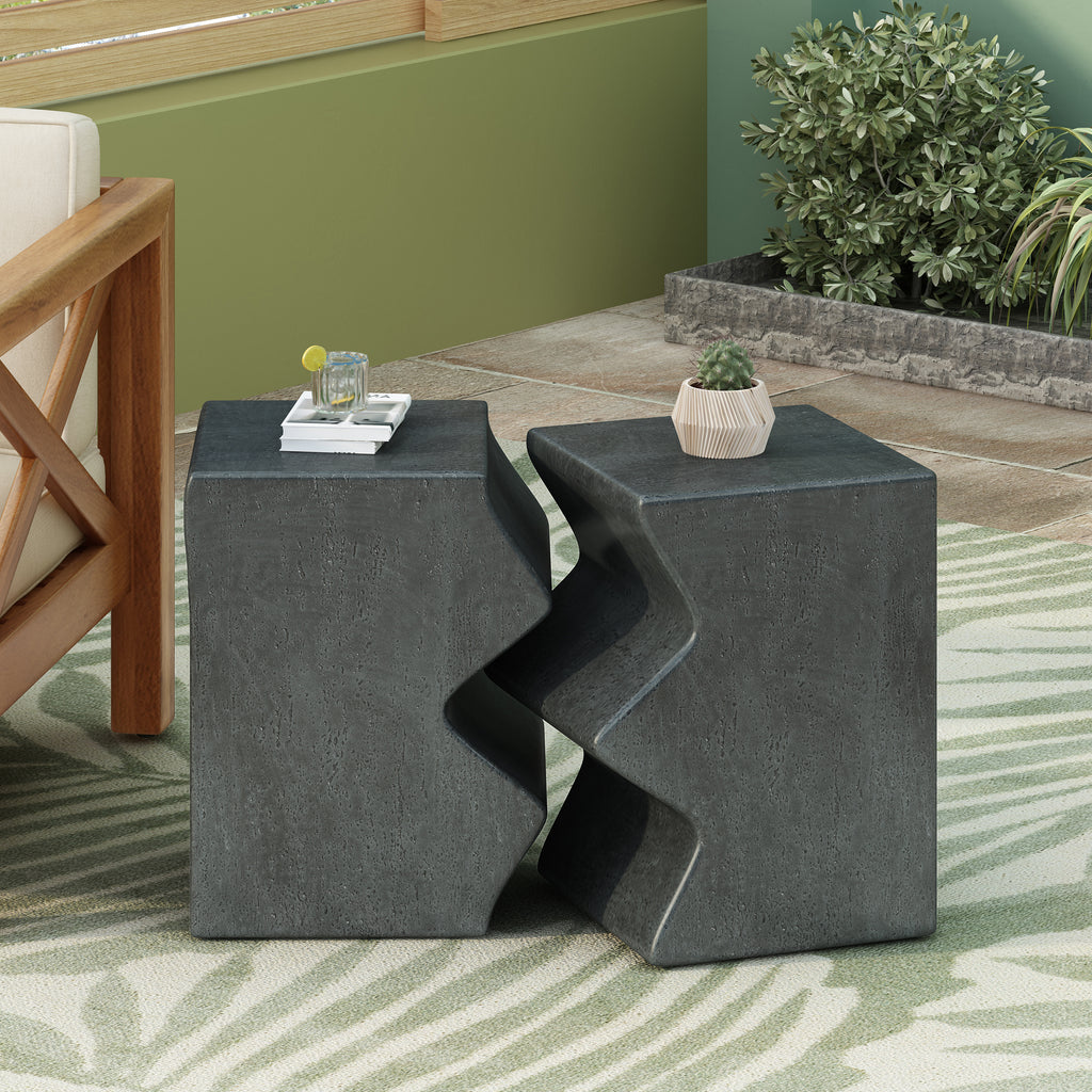 MGO Side Table Set of 2 Rectangular Outdoor Side Tables