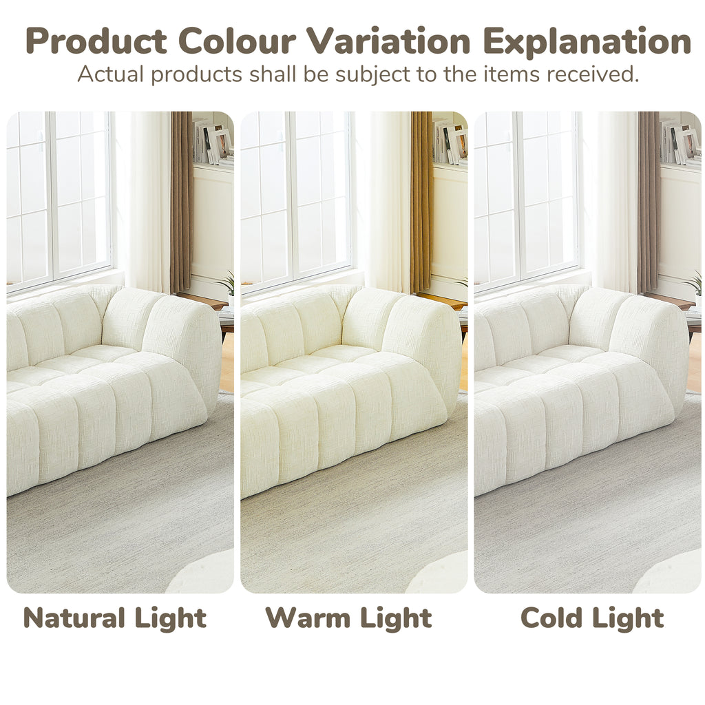 Chenille Pure Foam Sofa, Modern Quilted Cloud Sofa