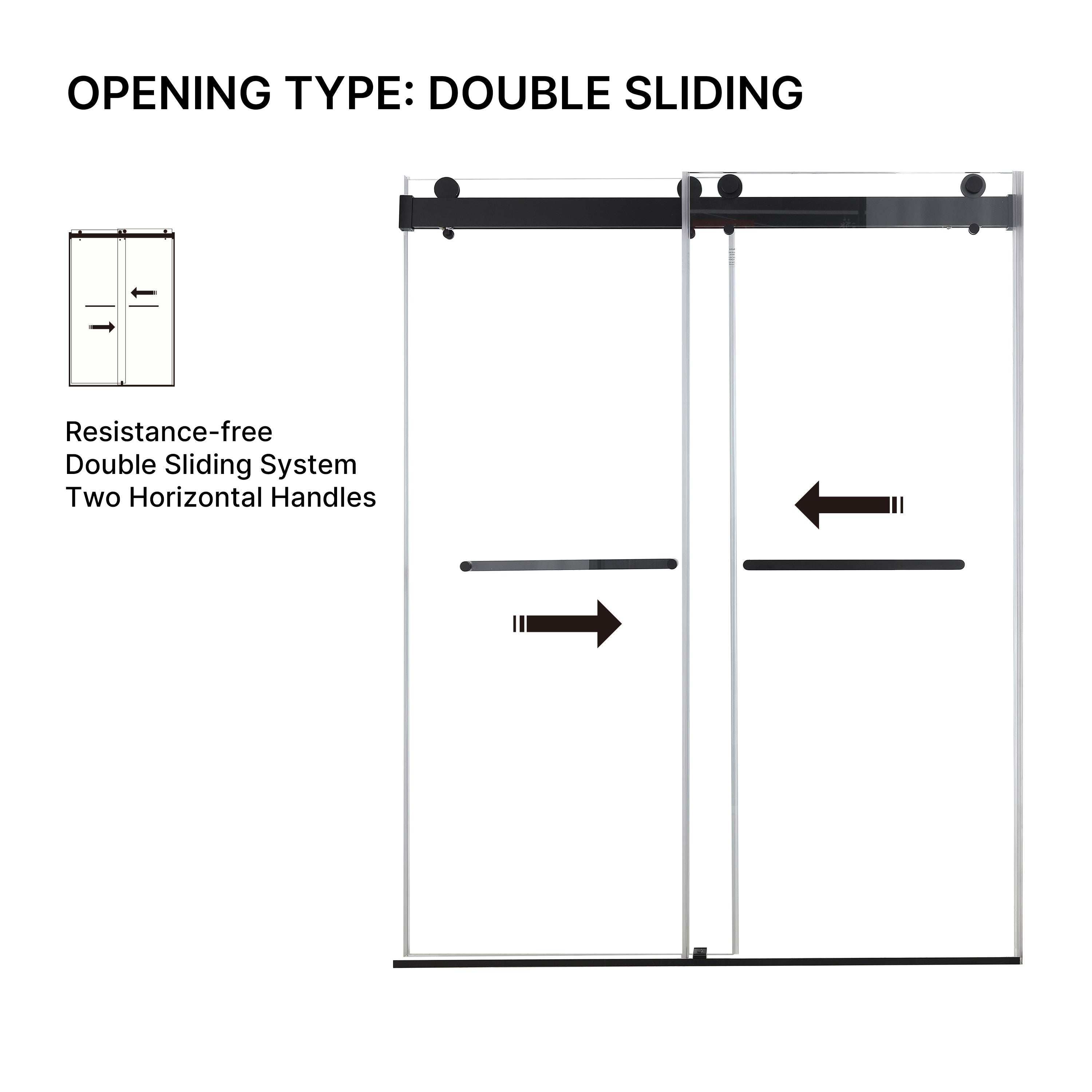 48 Inches x 76 Inches Double Sliding Shower Door in Matte