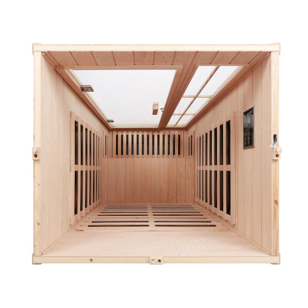 Deluxe One Person Hemlock Infrared Sauna Room with LED Colour Lights