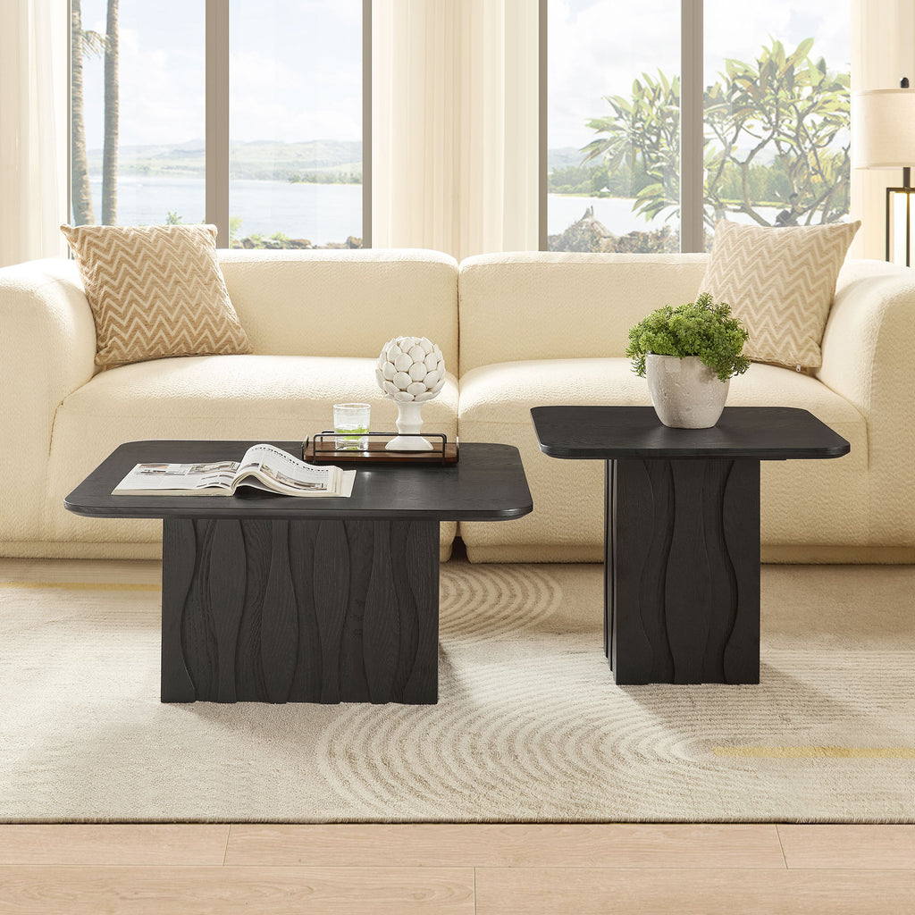 2PCS Nesting Square Coffee Table Set