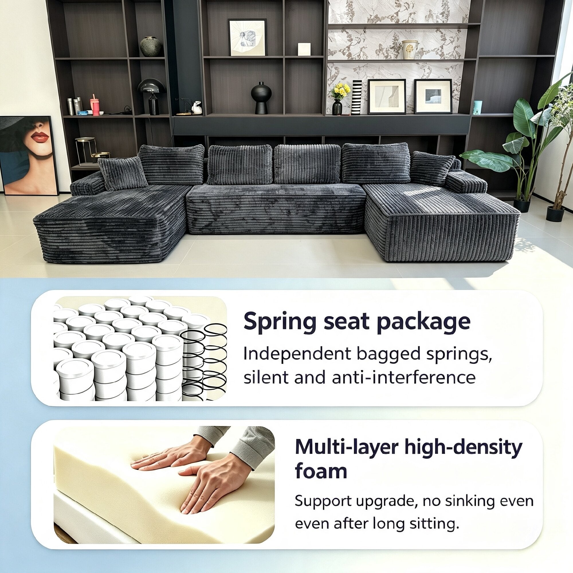 131" U-Shape Cloud Sectional Couch