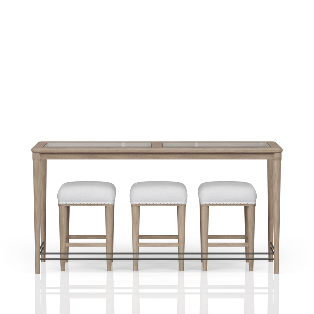 Frosted Glass Console Table With 3 Stools