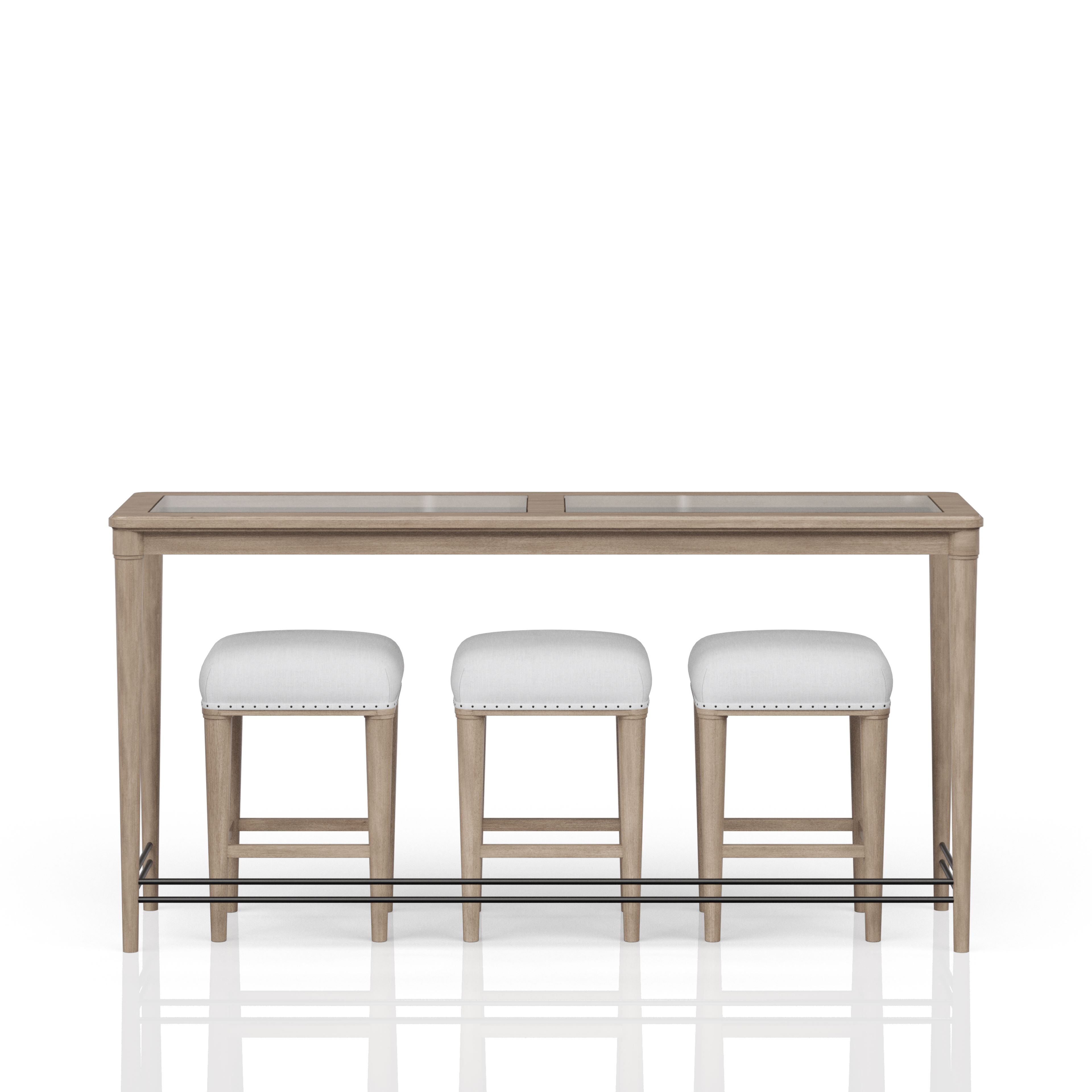 Frosted Glass Console Table With 3 Stools