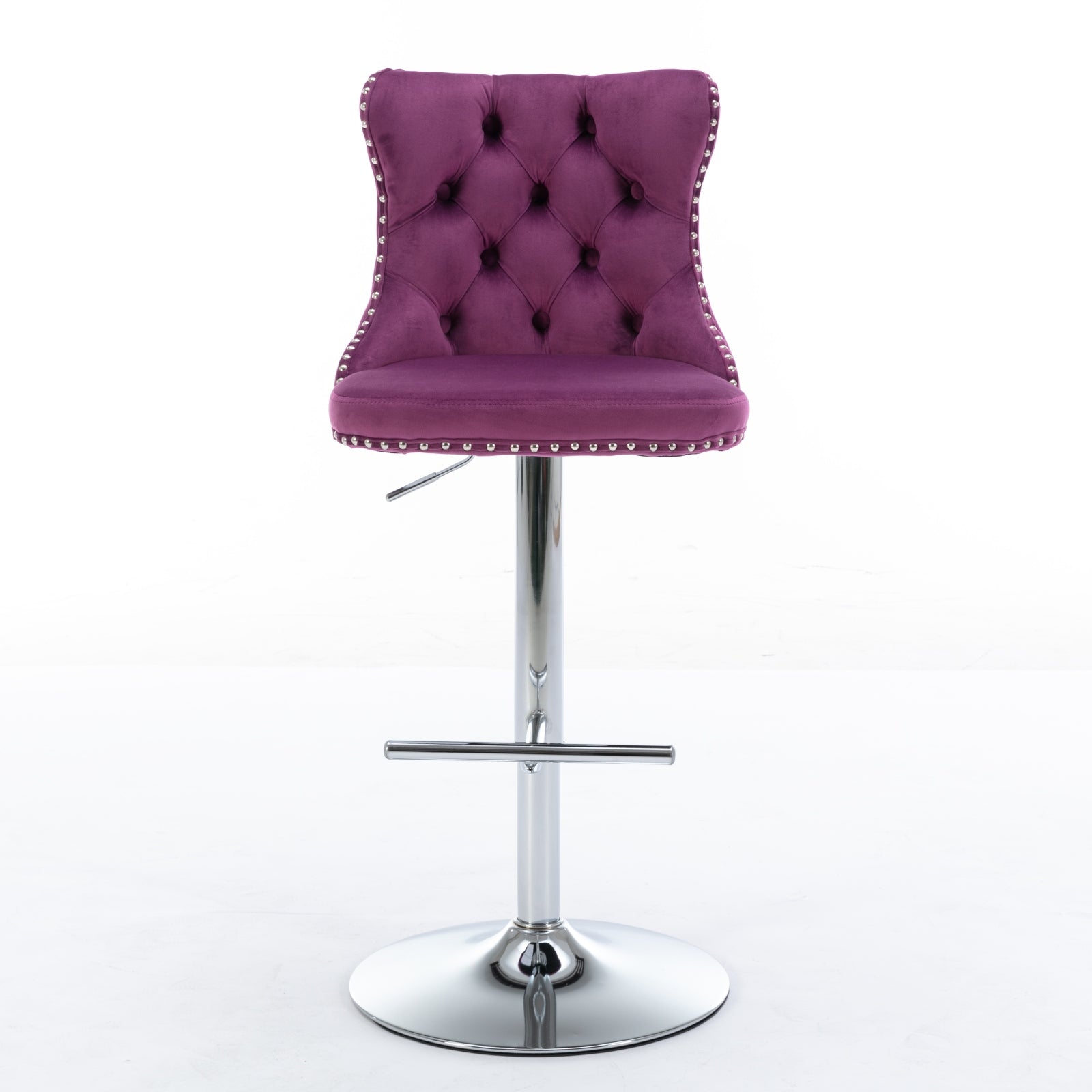 Swivel Velvet Barstools with Adjustable Seat Height
