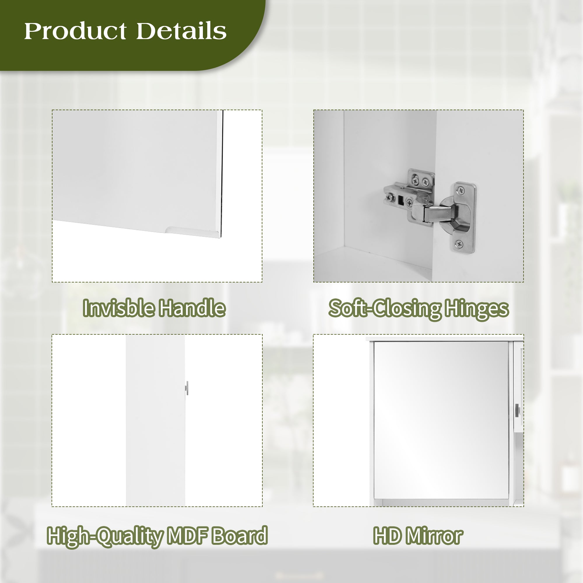 55 Inch Wall-Mount 3-in-1 Mirror Cabinet