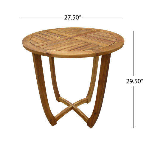 Outdoor 3-Piece Acacia Wood Dining Set with Cushion