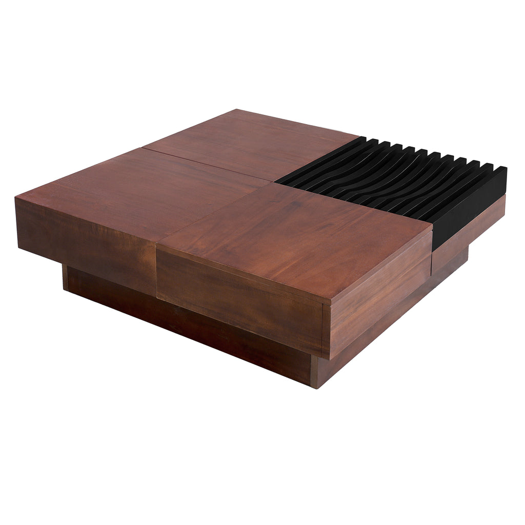 Italian Retro - Inspired Acacia Wood Storage Coffee Table