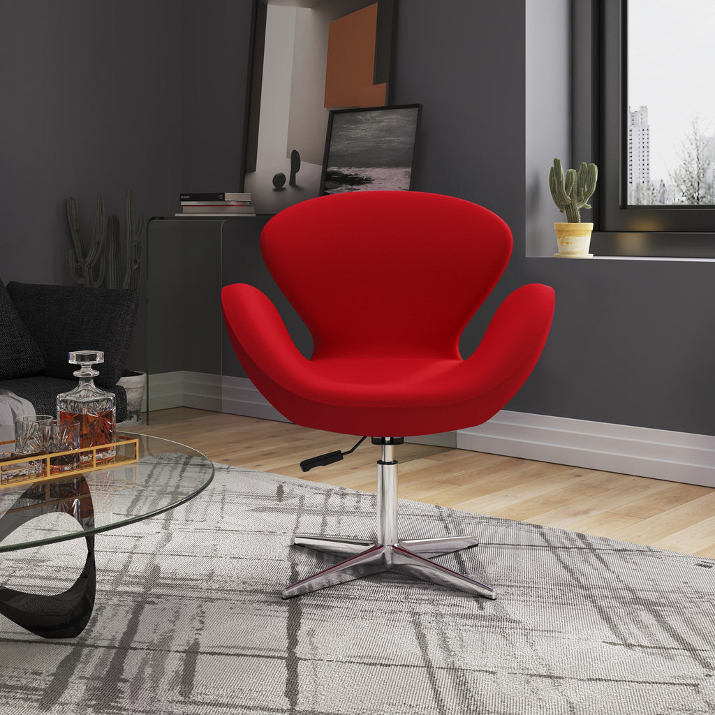 Raspberry Upholstered Swivel Lounge Chair