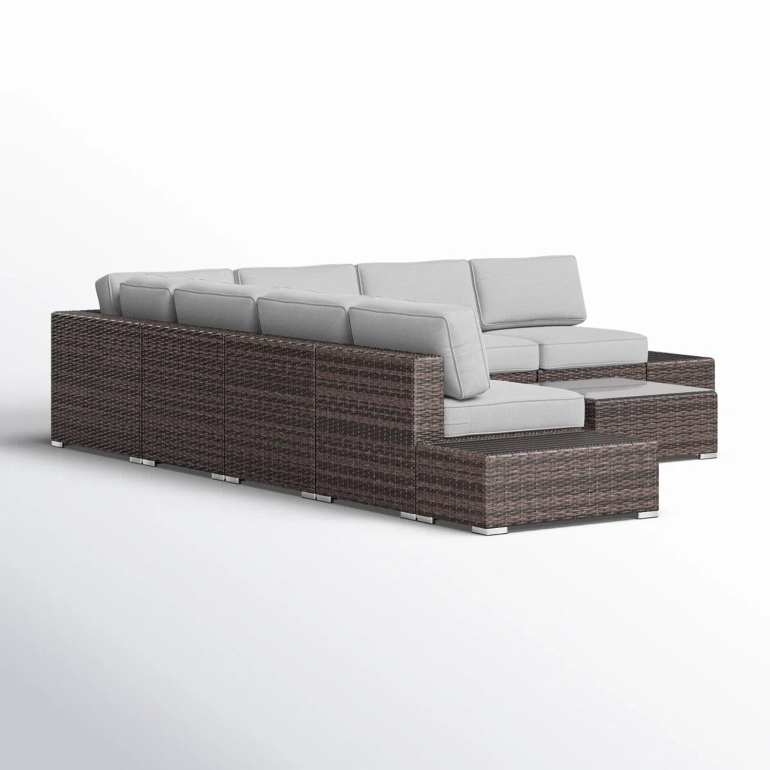 Wicker 6-Person Sectional Seating Group with Plush Cushions