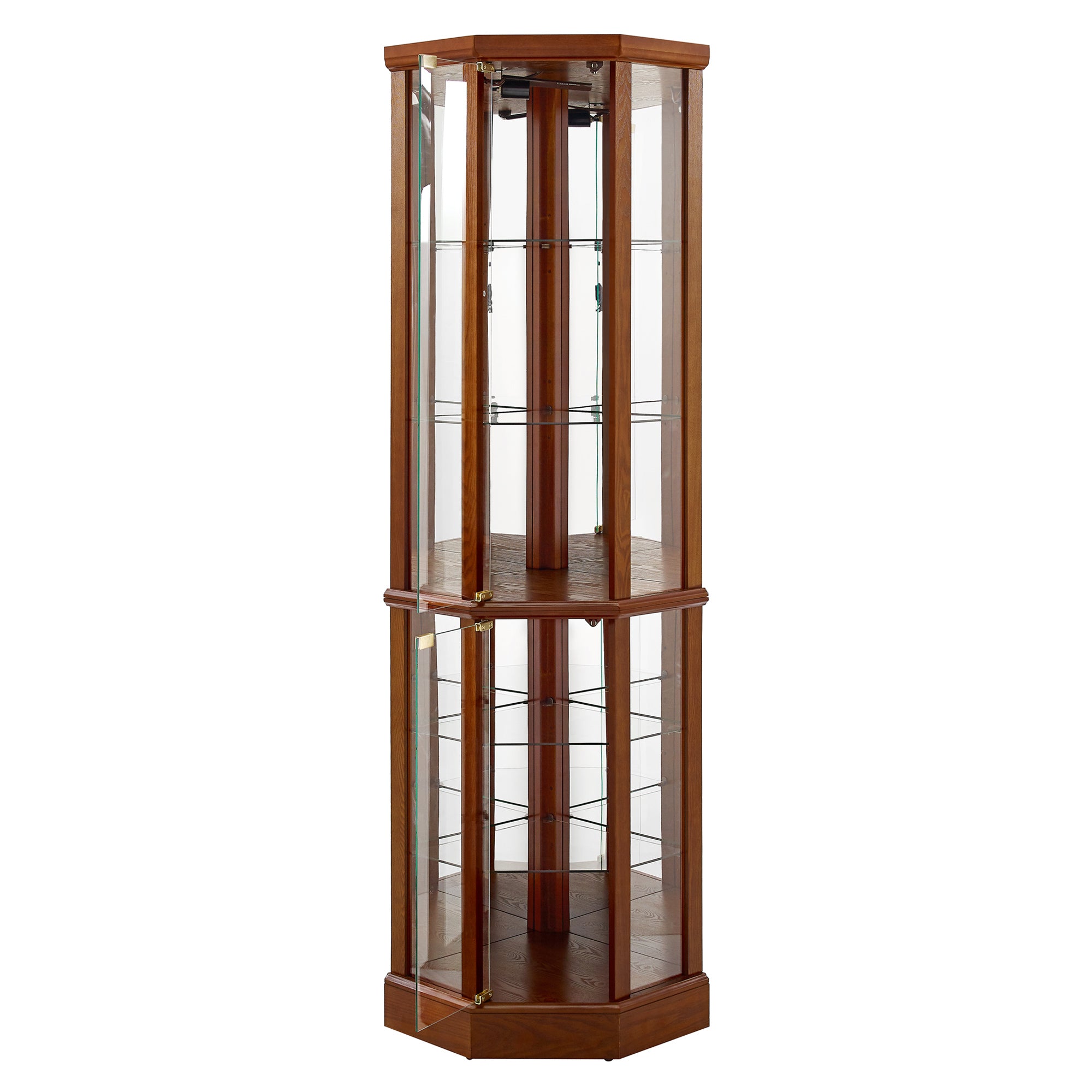 6 Shelf Lighted Corner Curio Cabinet with Adjustable Tempered Glass Shelves