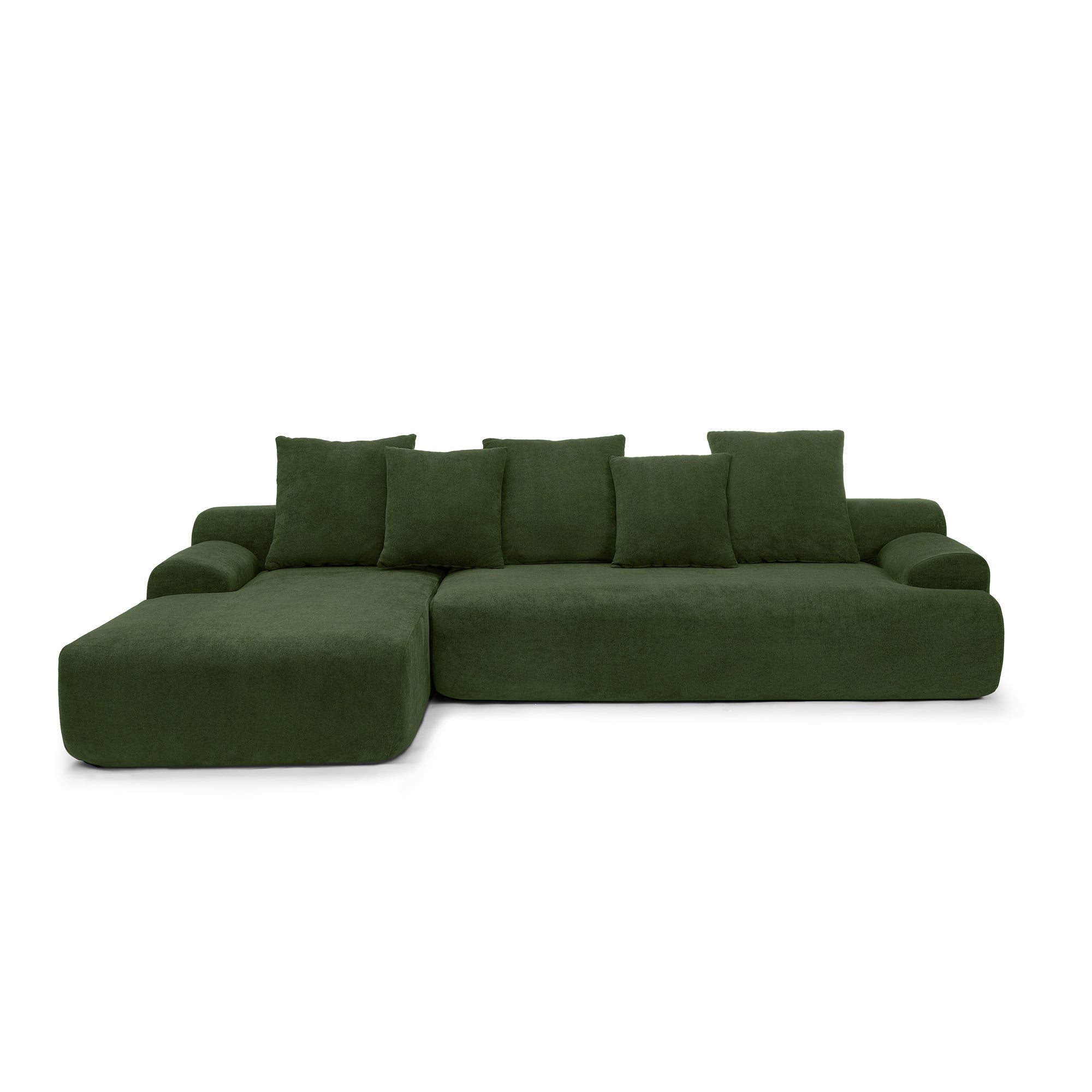 Modern Upholstered L-Shape Sectional Sofa Velvet Green