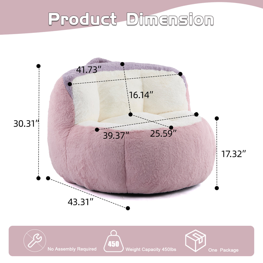 Oversized Bean Bag Chairs in Multicolor Faux Fur