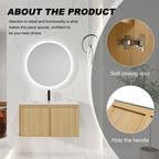 36" Floating Bathroom Vanity with Sink, Wall-Mounted Modern Light