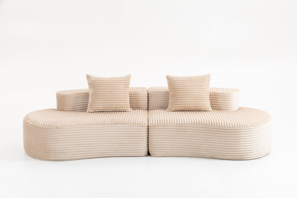 110.24" Fully Compressed Corduroy 2-Seater Couch with Lumbar Pillows