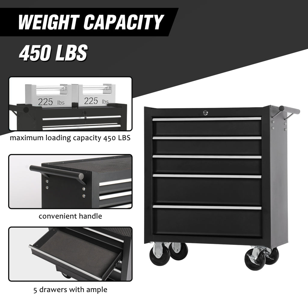 5-Drawer Rolling Tool Chest With Lock & Key