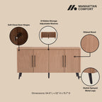 Jodie 65" Fluted Sideboard in Maple