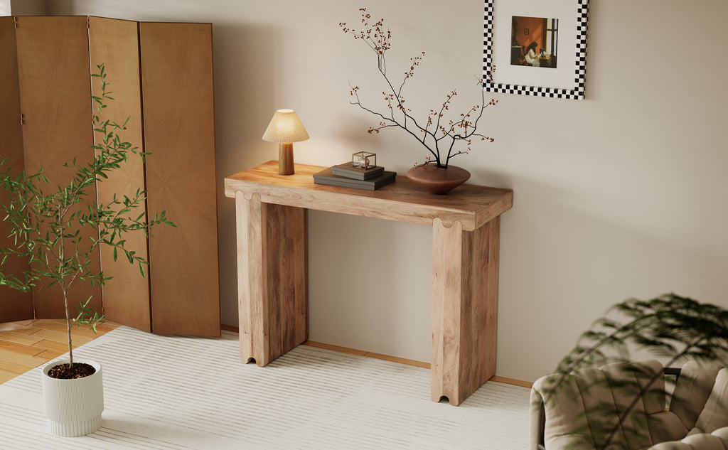 TREXM Farmhouse Mango Wood Console Table