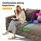102.4" Plush Corduroy 4-Seat Sofa