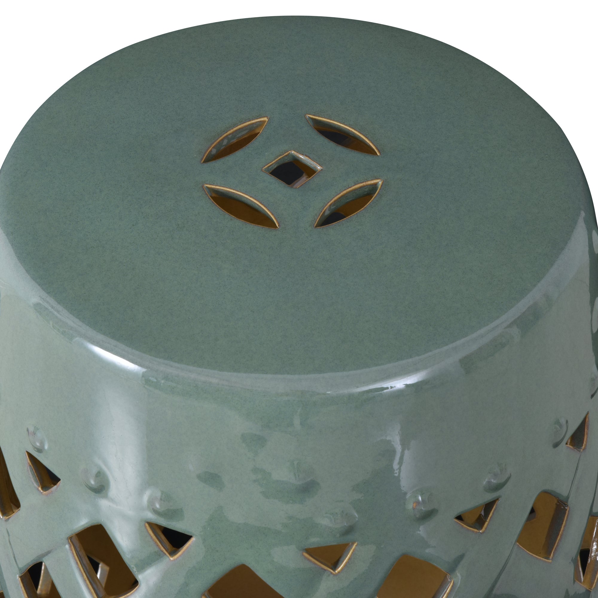 Outsunny 13" x 18" Ceramic Garden Stool with Woven Lattice Design