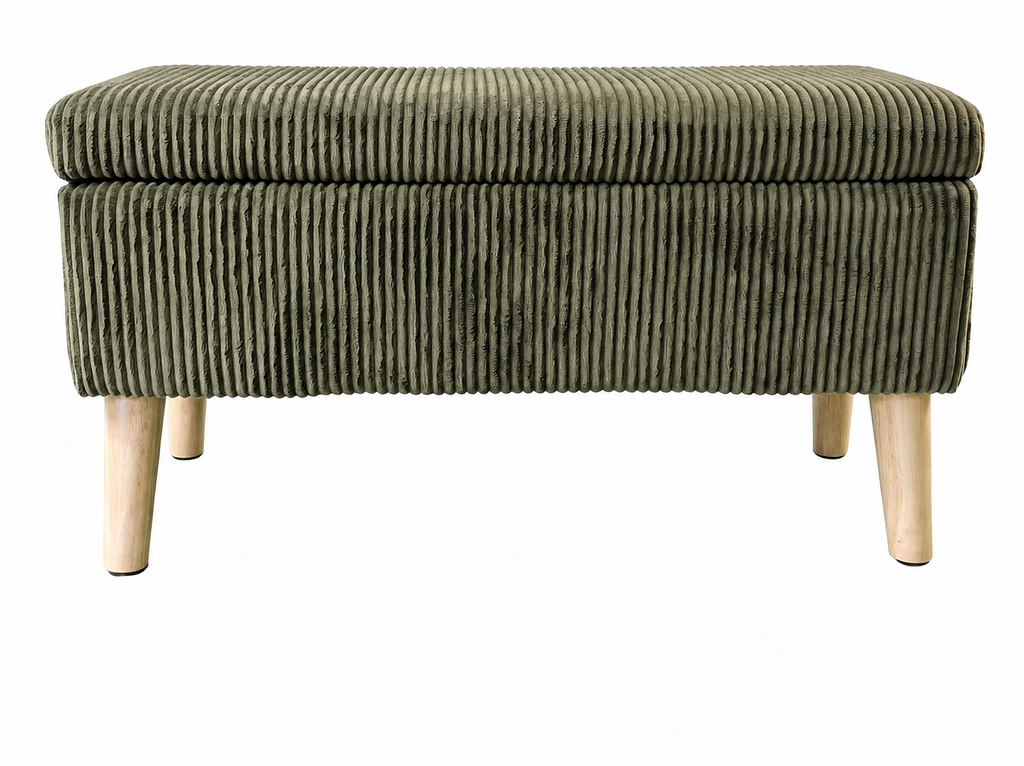32 Inch Wide Olive Corduroy Ottoman