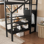 Twin Size Loft Bed with Stairs and Storage