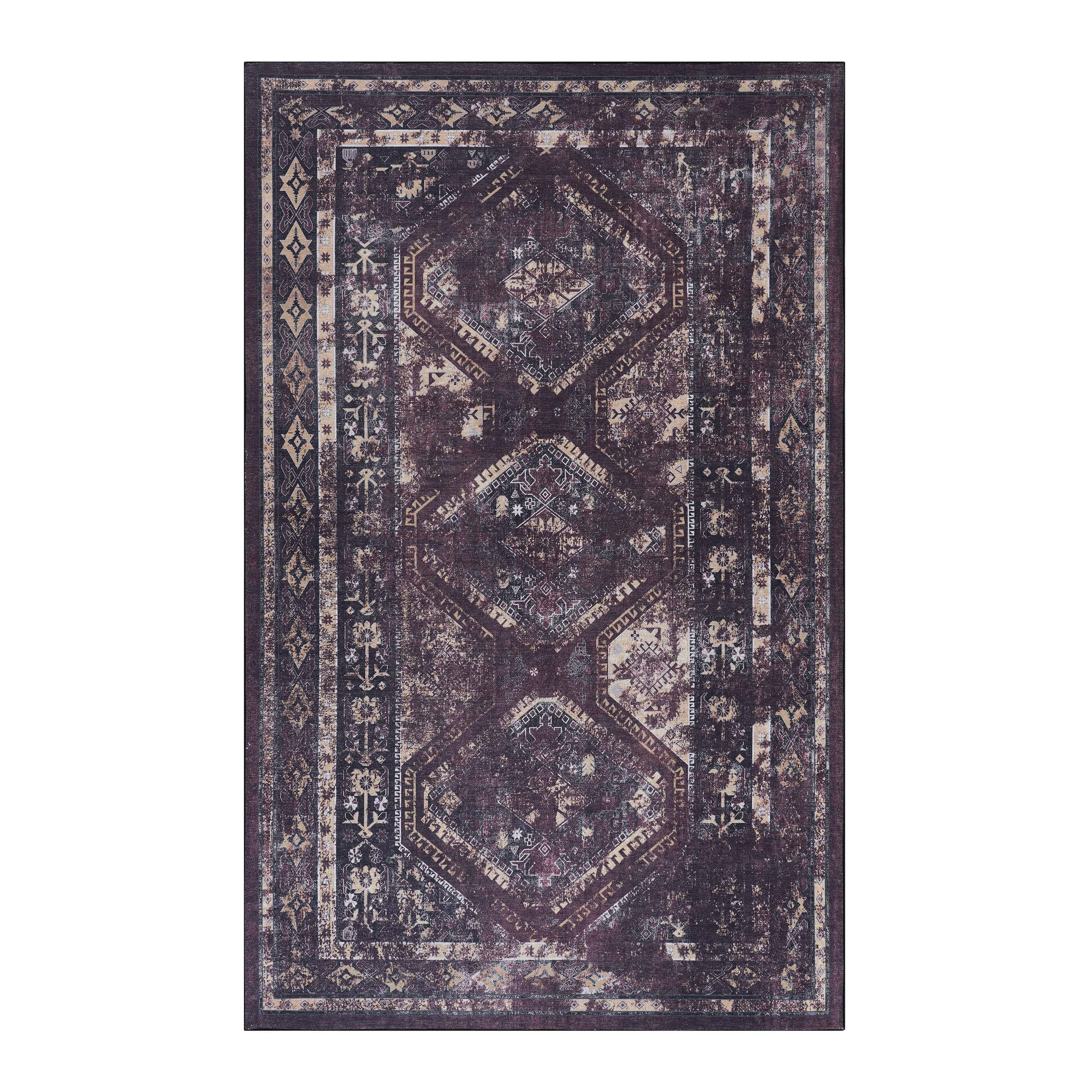 Maval Burgundy Washable Rug 8x10 Area Rug