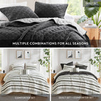 7 Piece Stripe Comforter and Quilt Set - King/Cal King