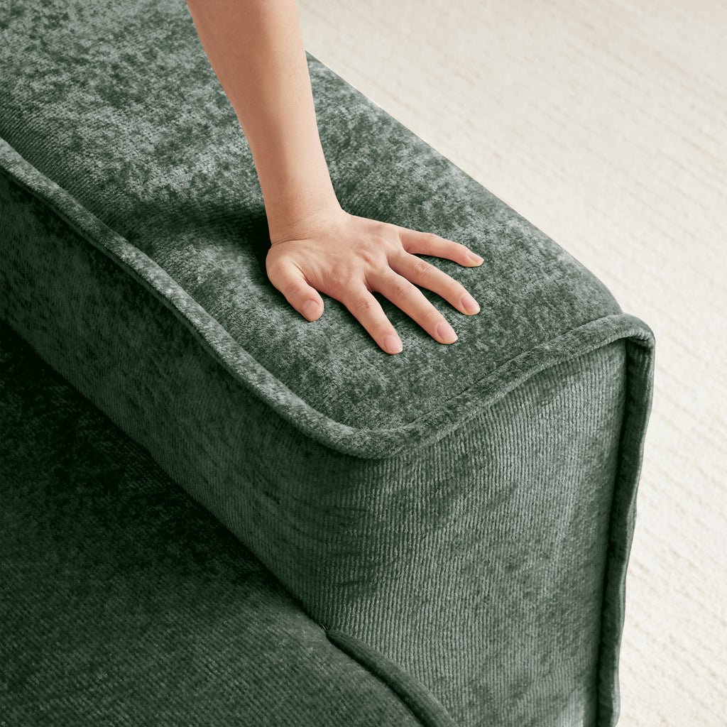 Armless Sofa in Velvet Green