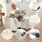 270° Power Swivel Rocker Recliner Chair w/ USB Ports - Beige-Gray