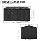 12x10 Ft Metal Garden Sheds Outdoor Storage Sheds