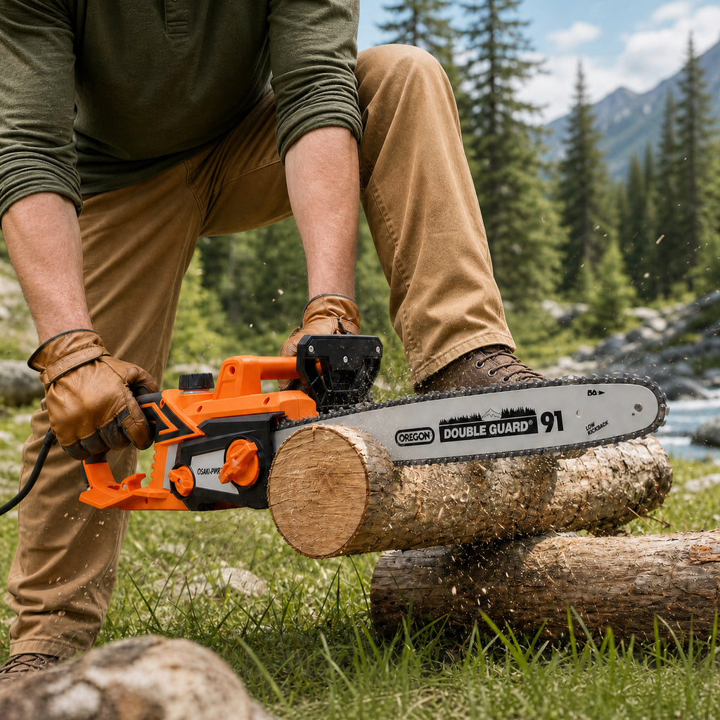 18 Inch Electric Chainsaw, with Quick Chain Adjustment Knob ,120V 60Hz Power Chain Saw with Oregon Bar and OregonChain, for Wood Cutting Tree Trimming