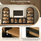 3-Piece Retro TV Stand Set with Bookshelf for TVs Up to 70"