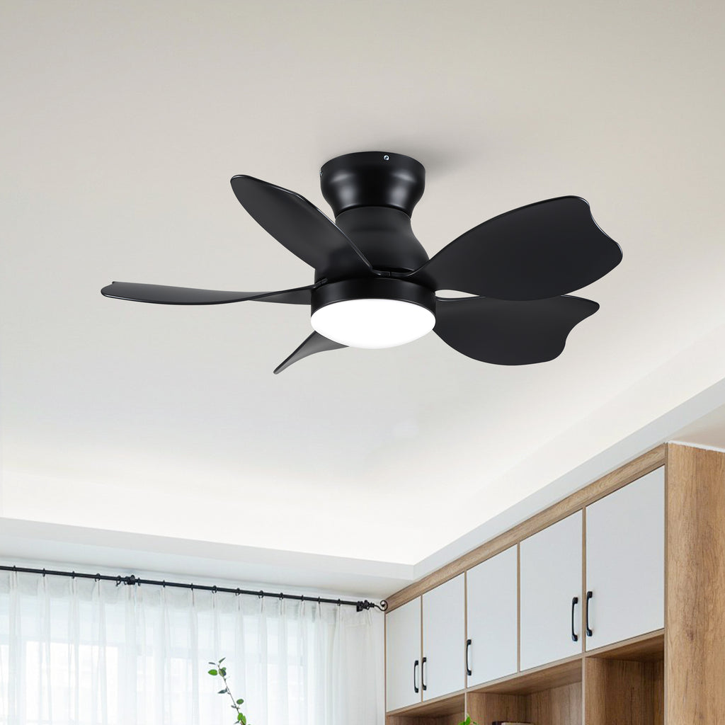 30" Small Kid's Low Profile Flush Mount Ceiling Fan Lighting