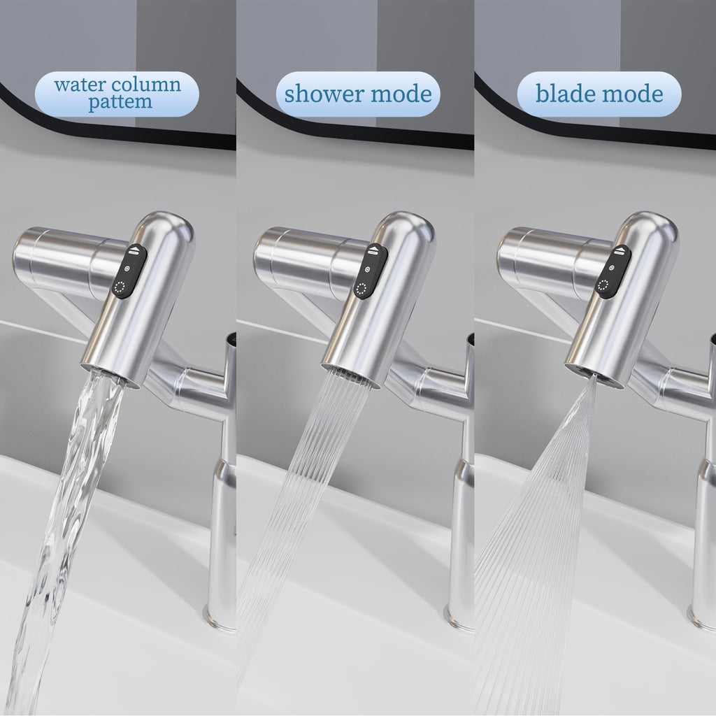 Chrome Bathroom Sink Faucet with Spray Function
