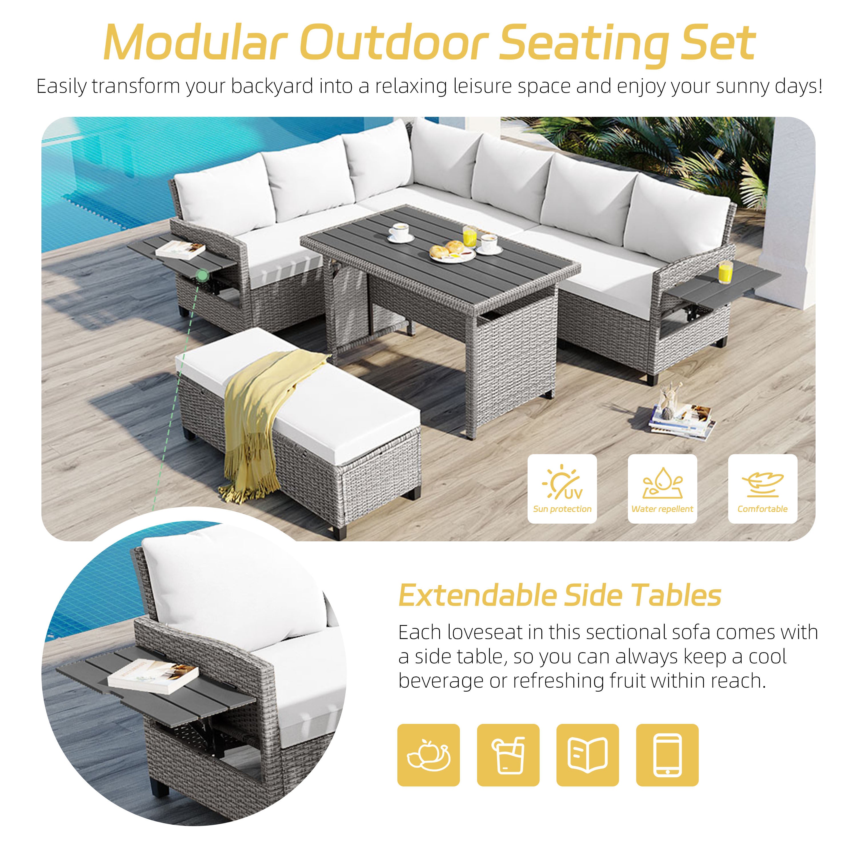 Tomax 5-Piece Outdoor Patio Rattan Sofa Set