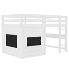 Twin Size Loft Bed With Playful Sliding Chalkboard