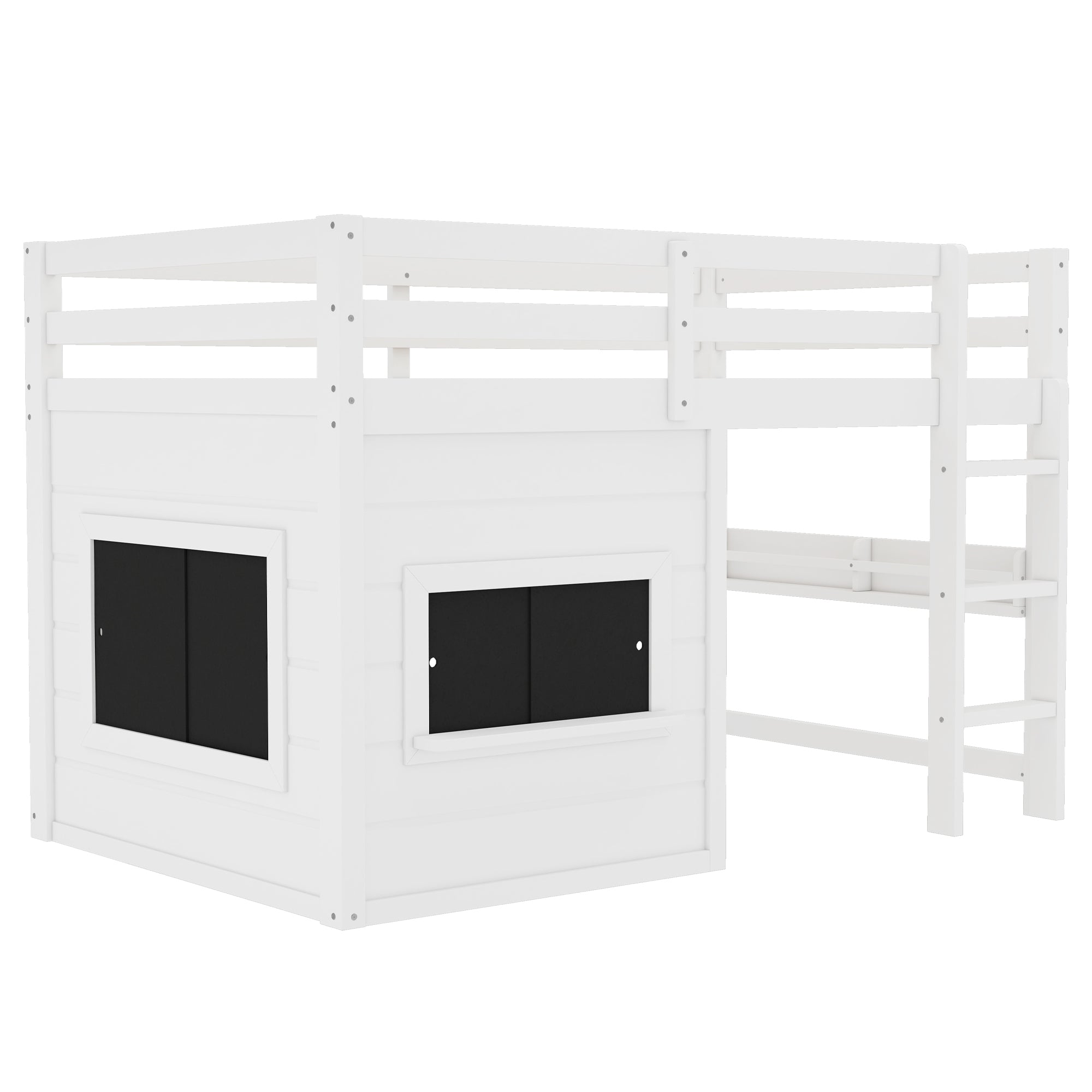 Twin Size Loft Bed With Playful Sliding Chalkboard