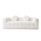84.6-Inch Modern Boneless Couch with Two Circular Throw Pillows