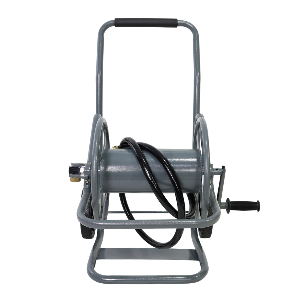 Portable 2-Wheeled Garden Hose Reel Cart, Detachable, Dark Grey