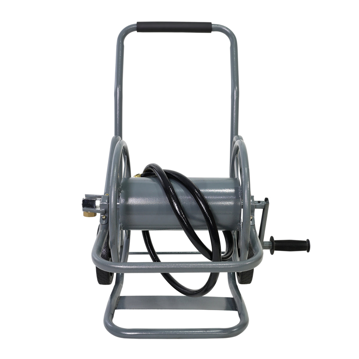 Portable 2-Wheeled Garden Hose Reel Cart, Detachable, Dark Grey
