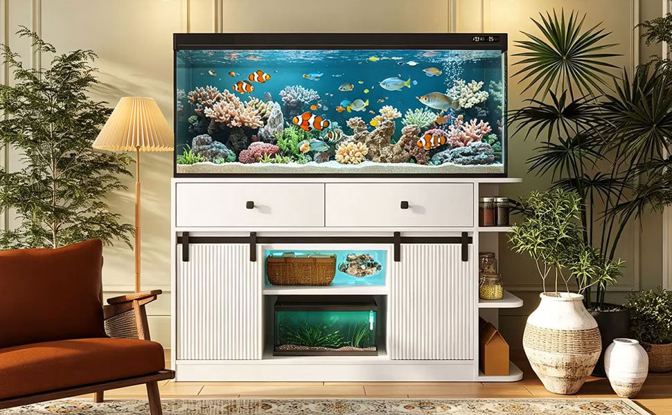 75 Gallon Fish Tank Stand with LED Light & Power Outlets