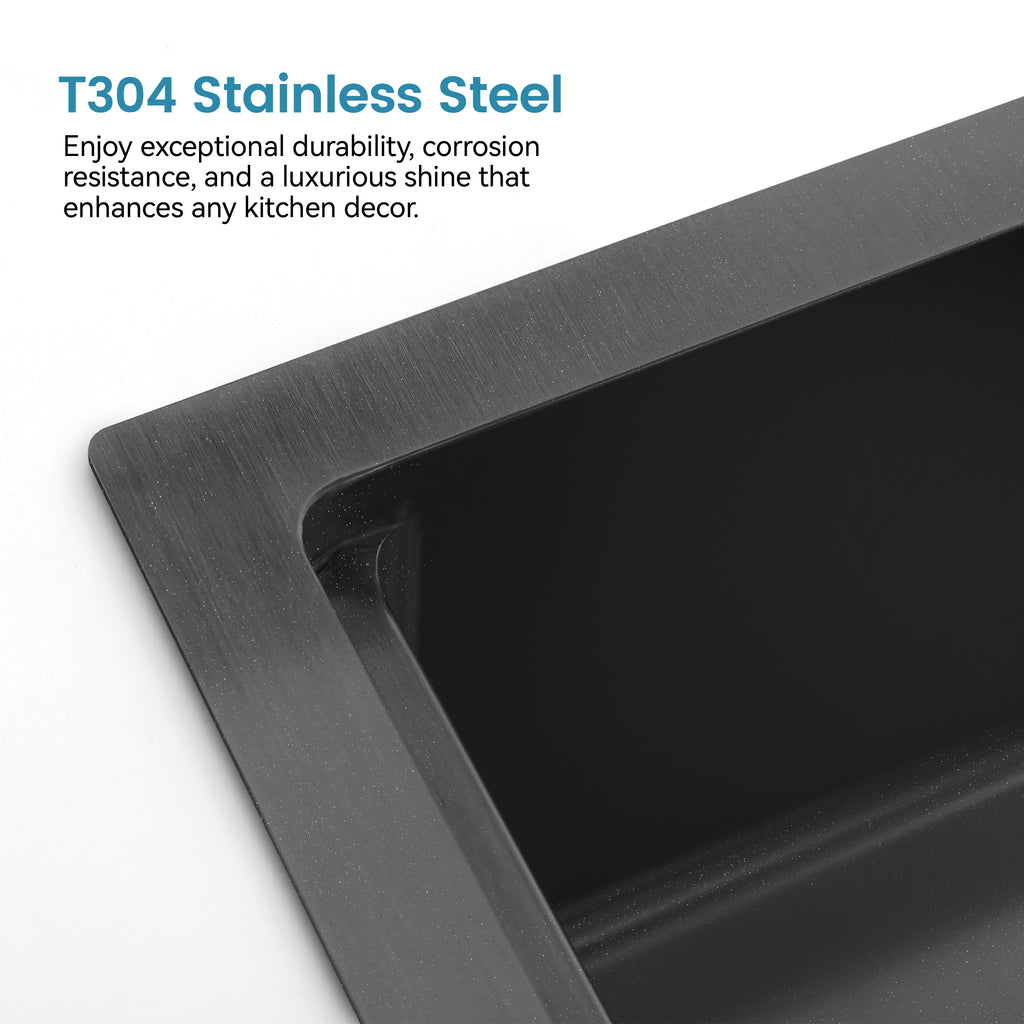 Stainless Steel Kitchen Sink, 33"x22" Single Bowl, Overmount Handmade Sink