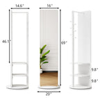 360° Rotating Full Length Mirror with Hook Storage Rack