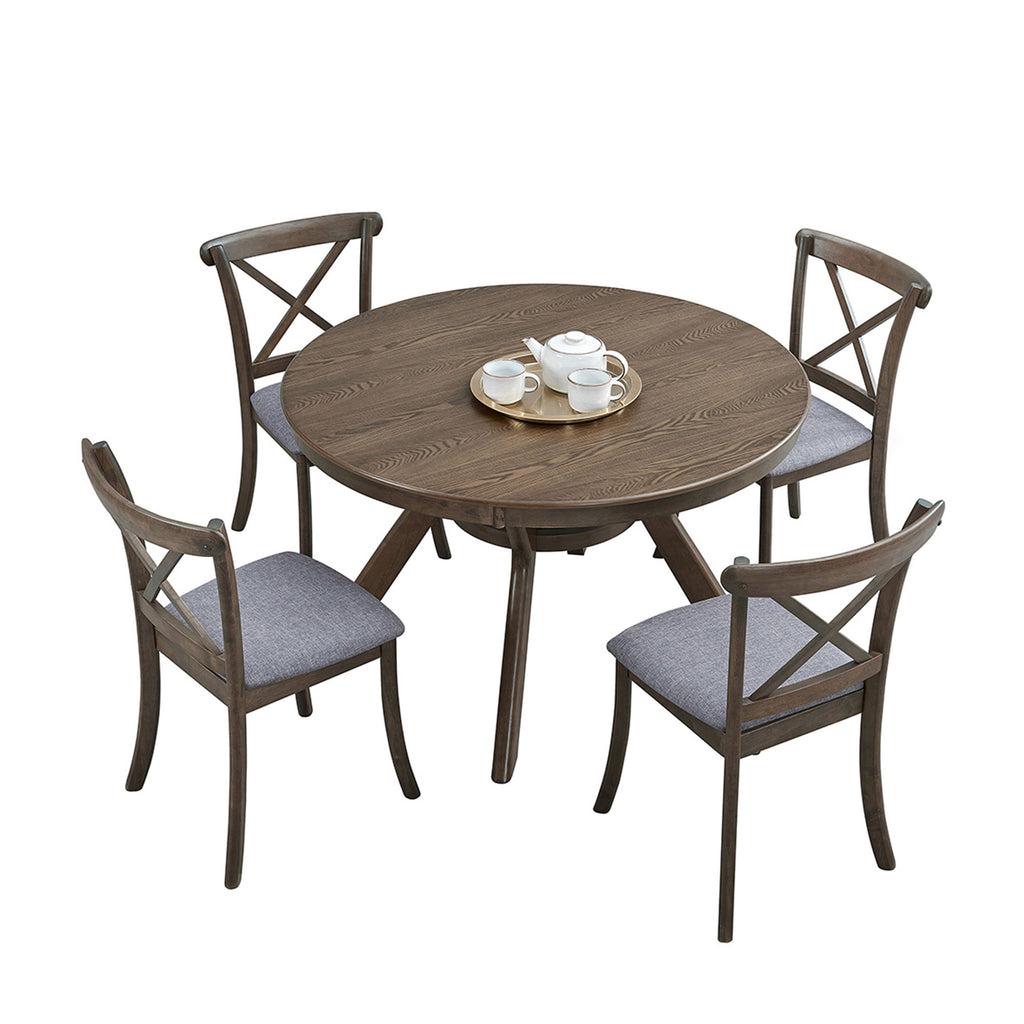 47.24'' Round Rubber Wood Dining Table for 4-6