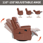 Red Genuine Leather Heat Massage Manual Recliner Chair