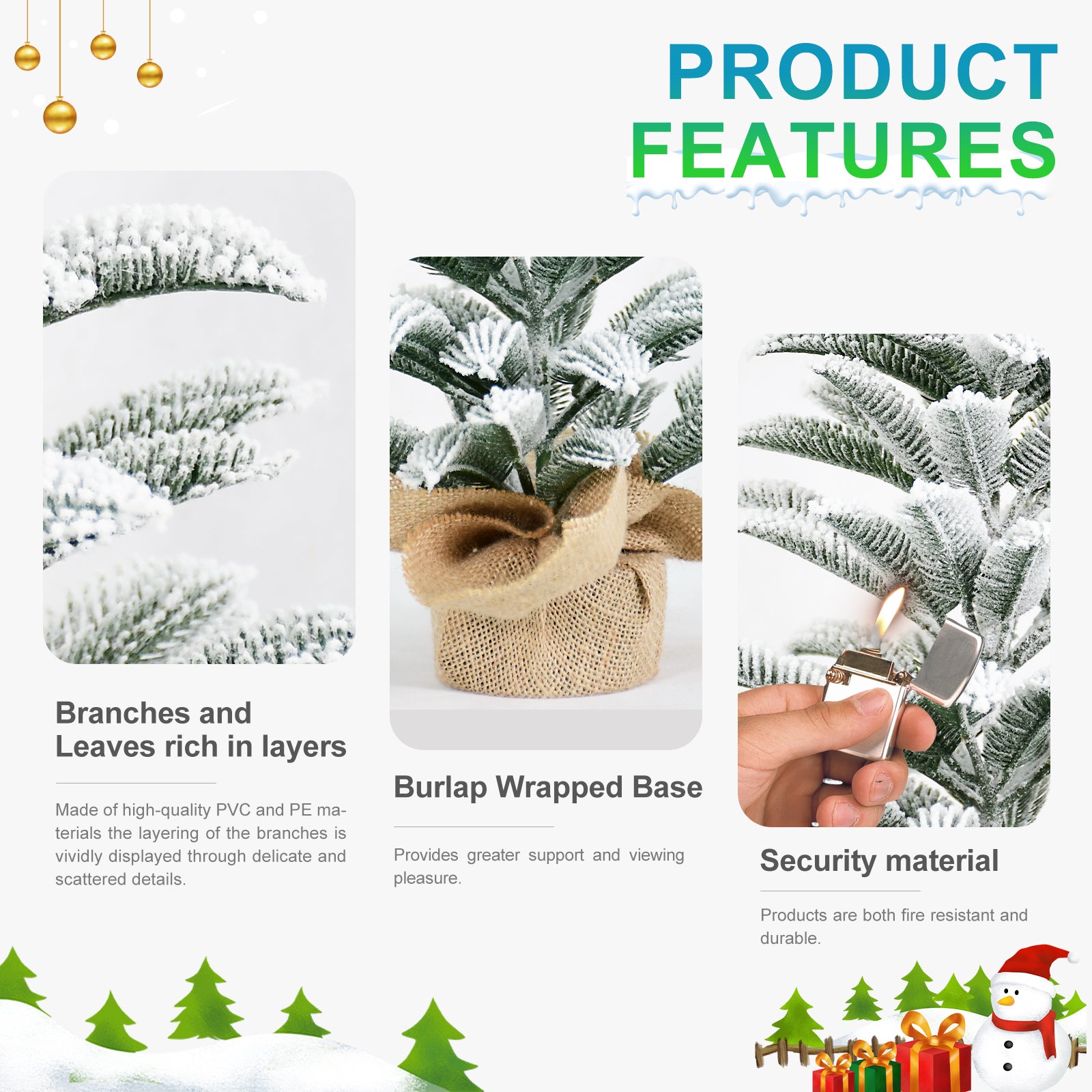 50CM Flocked Tabletop Christmas Tree