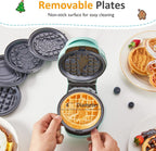 4" Kids Mini Waffle Maker with 6 Removable Plates